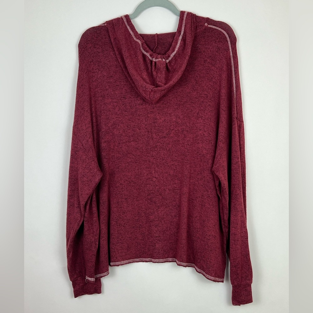 Earthbound sweater hoodie drawstrings burgundy Sz M - Picture 2 of 8